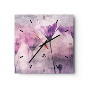 Horloge murale - Pendule murale - Fleurs délicates dans des tons violets sur fond clair - 30x30cm - Rêve de fleurs - Décoration murale moderne pour le salon et la chambre ARTTOR