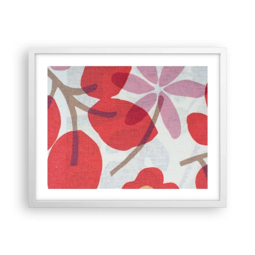 Affiche dans un cadre blanc - Poster - Composition florale dans les roses - 50x40 cm