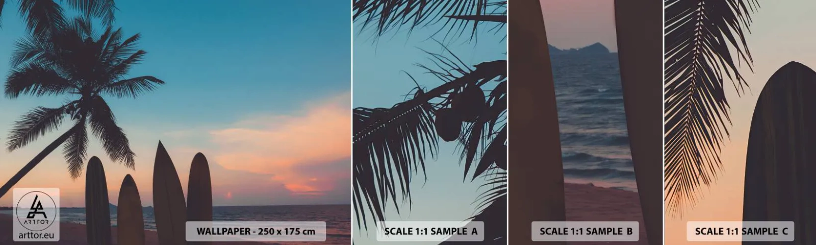 Échantillon de Papier Peint Autocollant Deluxe Sticker - Demain sera amusant aussi - Paysage, Surfant, Mer - 100x30 cm