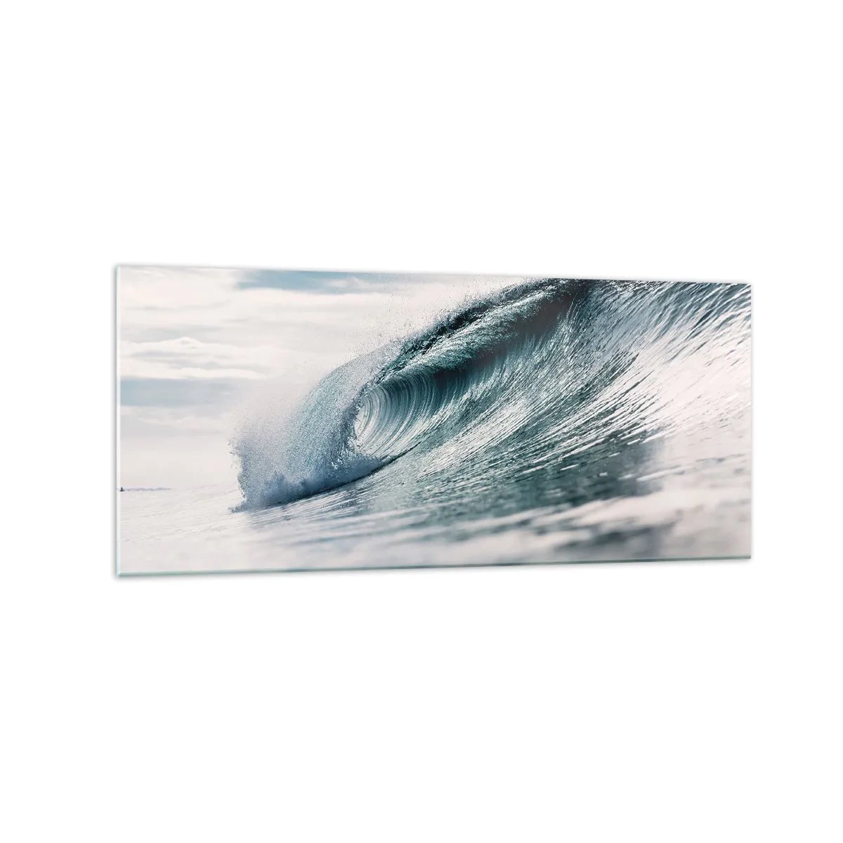 Impression sur verre - Image sur verre - Une vague de mer capturée dans un moment dynamique contre le ciel - 120x50cm - Pic d'eau - Décoration murale moderne pour le salon et la chambre ARTTOR
