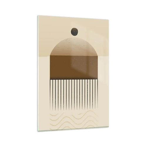 Impression sur verre - Image sur verre - Composition géométrique abstraite dans les tons beige et marron - 80x120cm - Différents états - Décoration murale moderne pour le salon et la chambre ARTTOR