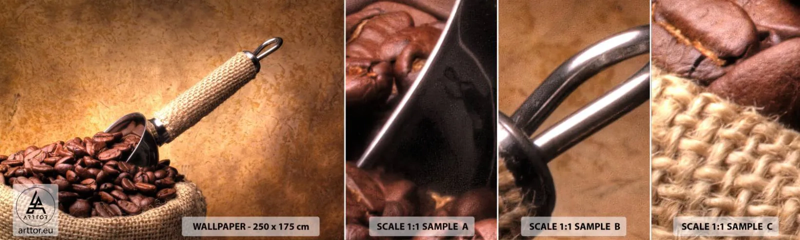 Échantillon de Papier Peint Autocollant Deluxe Sticker - A la source de la saveur - La gastronomie, Café, Arôme - 100x30 cm