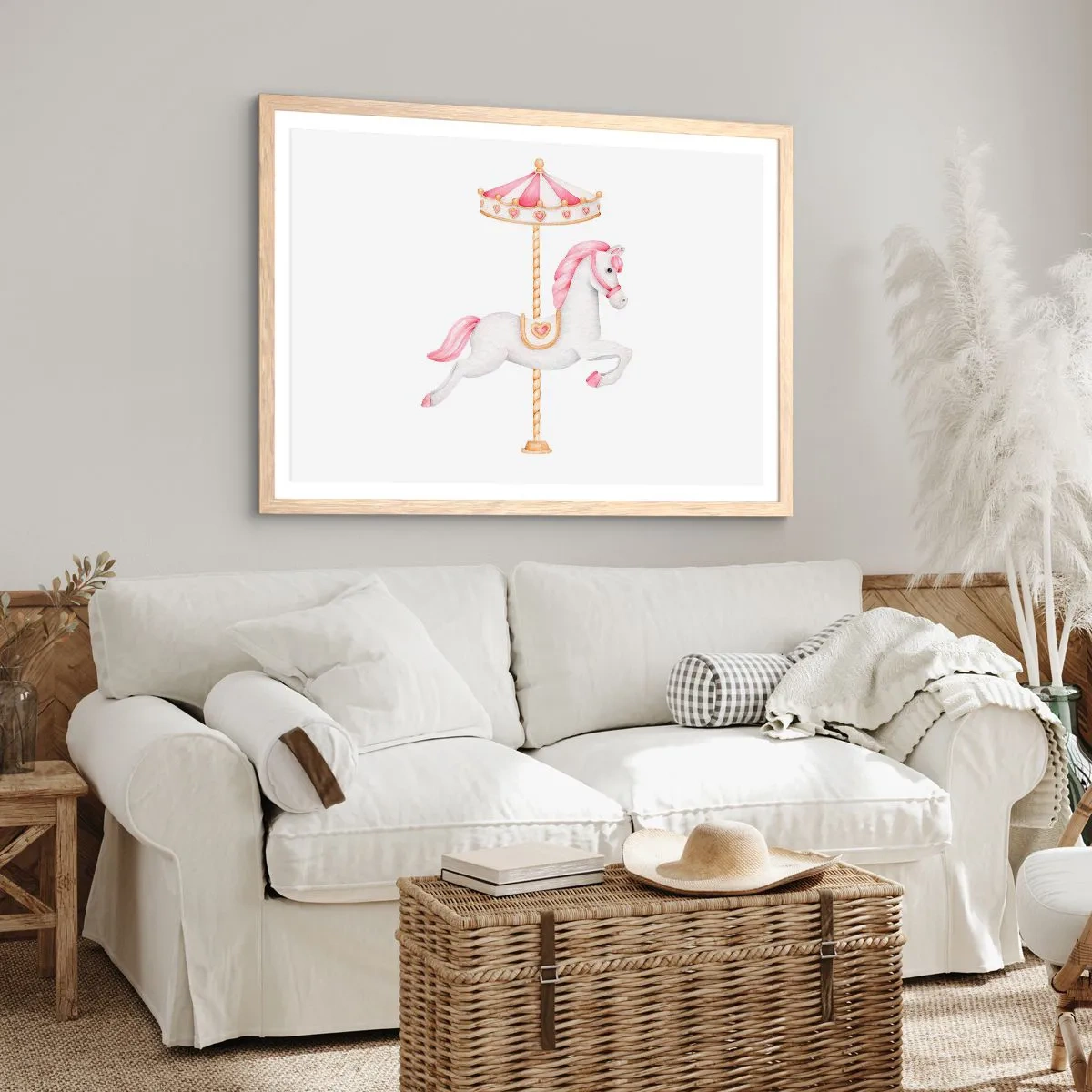 Affiche dans un chêne clair - Poster - Les sabots en avant - 91x61 cm