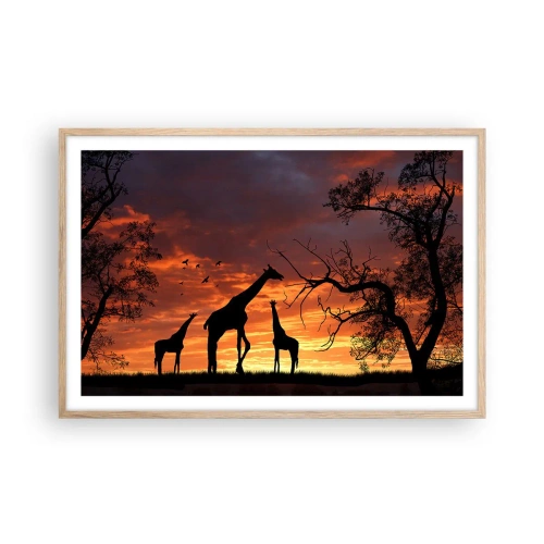 Affiche dans un chêne clair - Poster - Un petit dîner avec vos proches - 91x61 cm