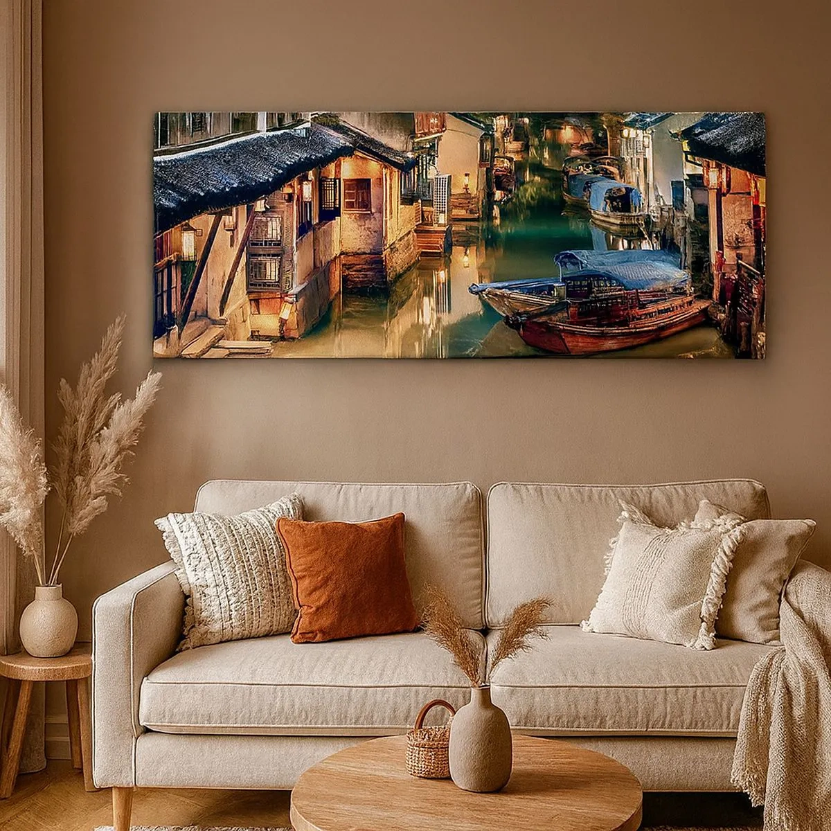 Impression sur toile - Image sur toile - Soirée dans une rue chinoise - 100x40 cm
