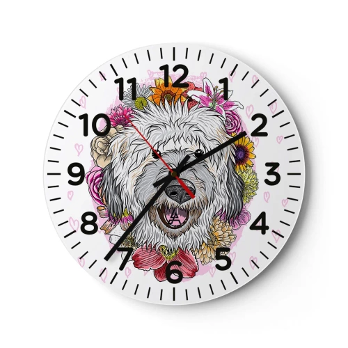 Horloge murale - Pendule murale - La joie du chiot - 40x40 cm