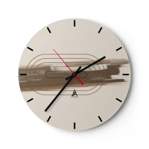 Horloge murale - Pendule murale - Un motif minimaliste avec des lignes et un fond beige. - 30x30cm - Parfum de gris - Décoration murale moderne pour le salon, la cuisine et la chambre ARTTOR
