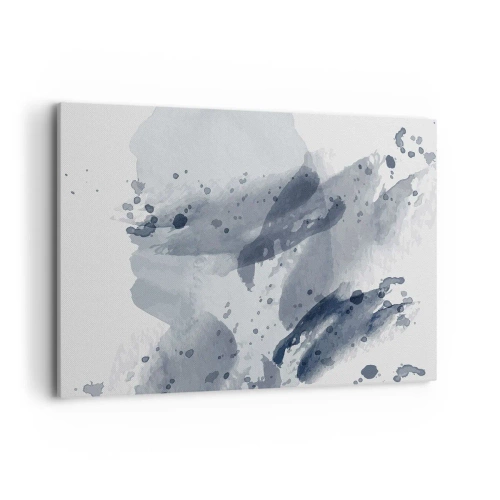 Impression sur toile - Image sur toile - Taches abstraites dans des tons bleus sur fond clair - 120x80cm - Étude de la nature de l'eau - Décoration murale moderne pour le salon et la chambre ARTTOR
