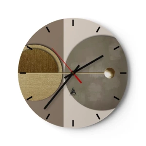Horloge murale - Pendule murale - Formes géométriques dorées et beiges sur un fond contrasté - 30x30cm - Équilibre parfait - Décoration murale moderne pour le salon, la cuisine et la chambre ARTTOR