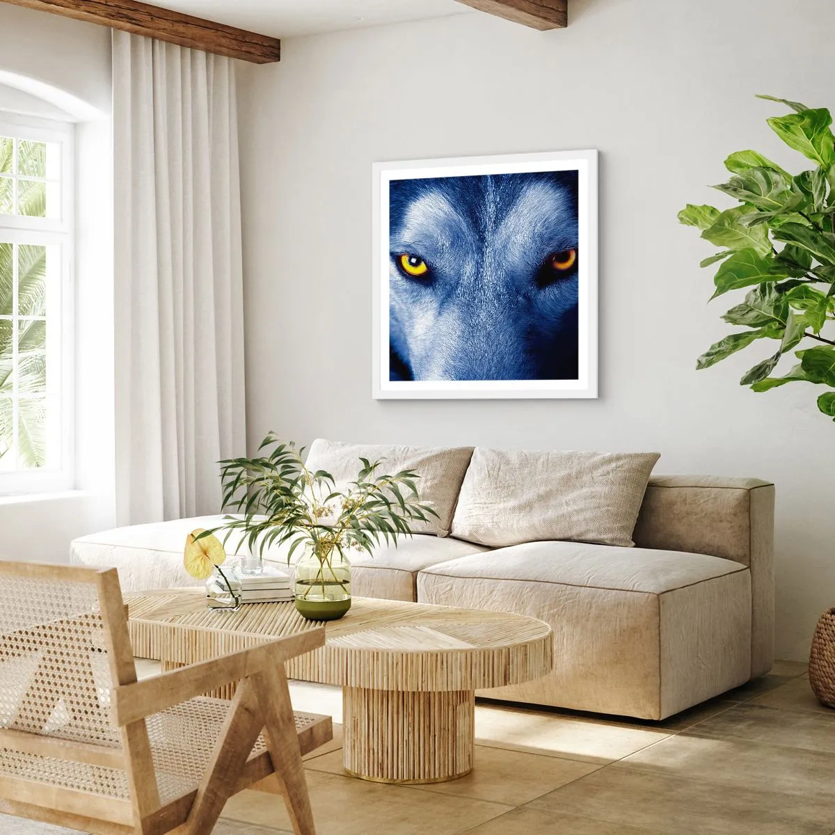 Affiche dans un cadre blanc - Poster - Regars hypnotique - 50x50 cm