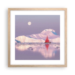Affiche dans un chêne clair - Poster - La chaleur de la voile, le froid de la glace - 40x40 cm