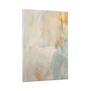 Impression sur verre - Image sur verre - Abstraction lumineuse avec des coups de pinceau délicats - 50x70cm - Abstraction – le pays de la douceur - Décoration murale moderne pour le salon et la chambre ARTTOR