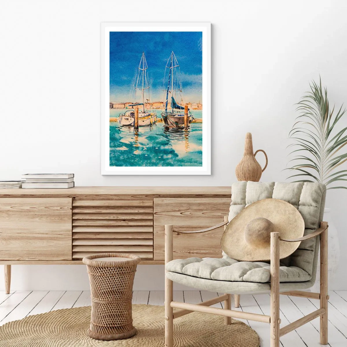 Affiche dans un cadre blanc - Poster - Lagune ensoleillée - 70x100 cm
