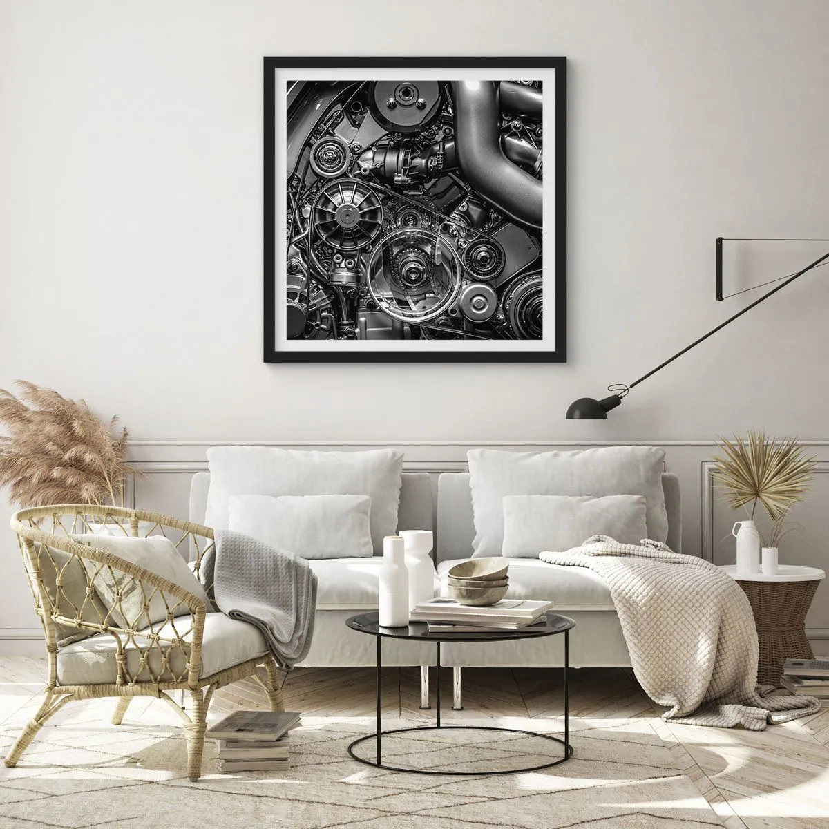 Affiche dans un cadre noir - Poster - Poésie mécanique - 60x60 cm