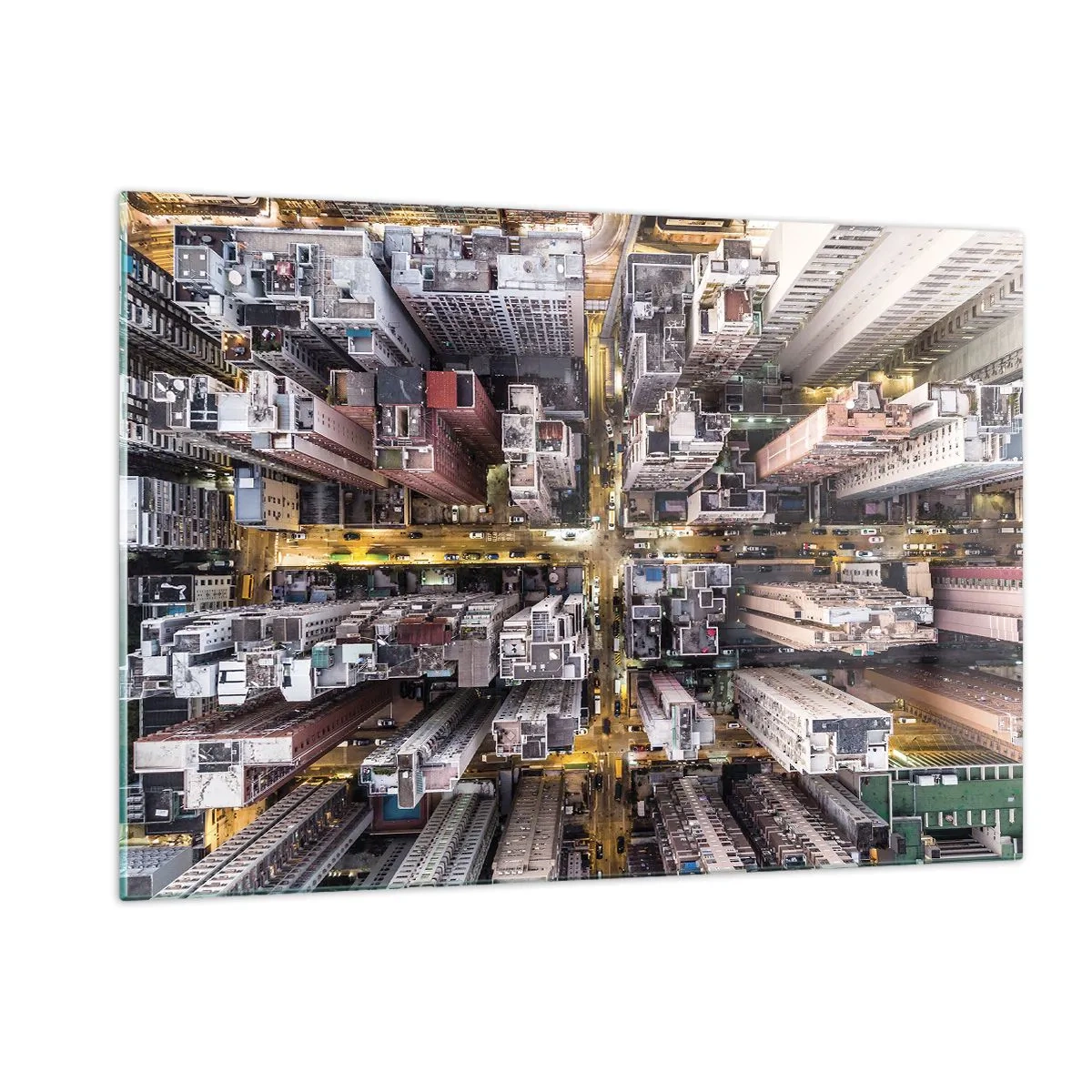 Impression sur verre - Image sur verre - Une vue plongeante sur la métropole - 120x80cm - Salutations de Hong-Kong - Décoration murale moderne pour le salon et la chambre ARTTOR