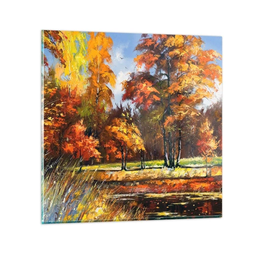 Impression sur verre - Image sur verre - Paysage en or et bronze - 40x40 cm