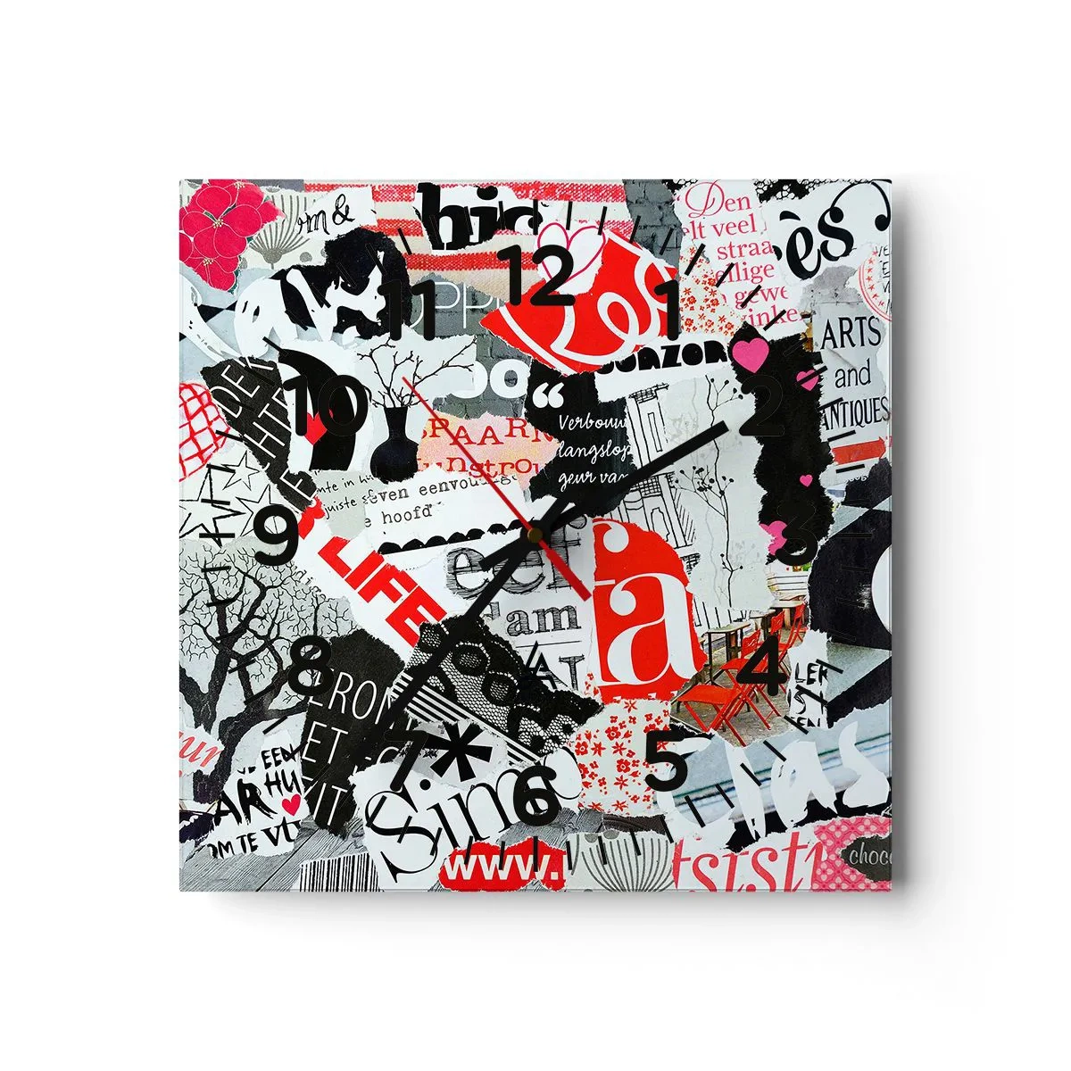 Horloge murale - Pendule murale - Collage hipster - 30x30 cm