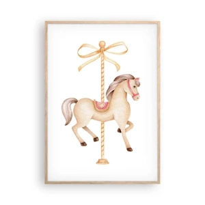 Affiche dans un chêne clair - Poster - Un trot gracieux - 70x100 cm