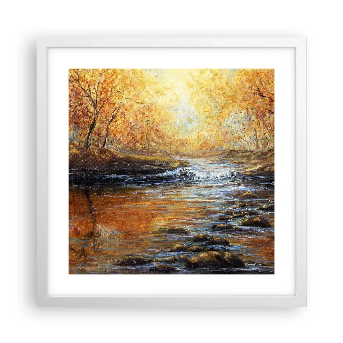 Affiche dans un cadre blanc - Poster - Le ruisseau d'or - 40x40 cm