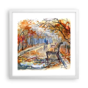 Affiche dans un cadre blanc - Poster - Errer ensemble à l'automne - 40x40 cm