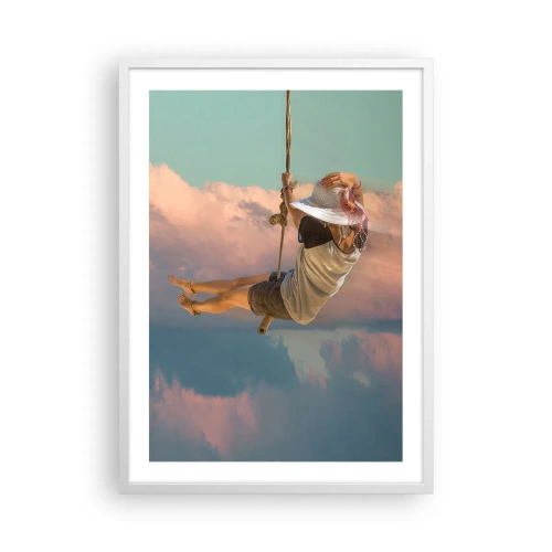 Affiche dans un cadre blanc - Poster - S'amuser dans les nuages - 50x70 cm