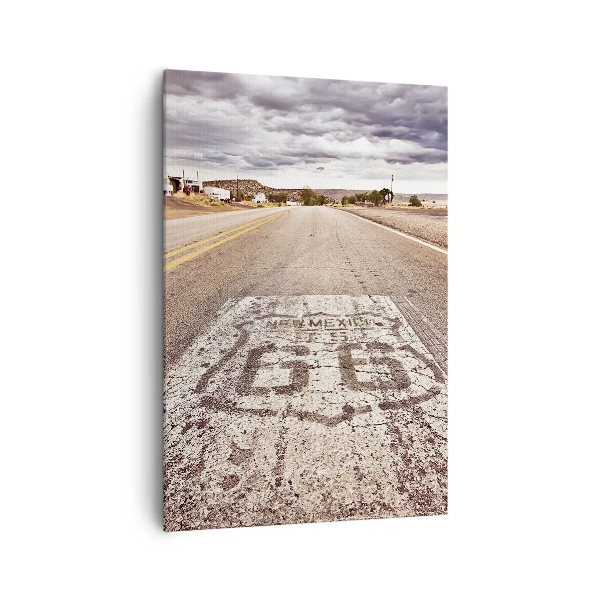 Impression sur toile - Image sur toile - Route 66 dans un climat désertique avec un ciel pittoresque - 70x100cm - Mother Road - une légende américaine - Décoration murale moderne pour le salon et la chambre ARTTOR