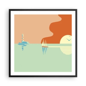Affiche dans un cadre noir - Poster - Paysage idéal de la mer - 60x60 cm