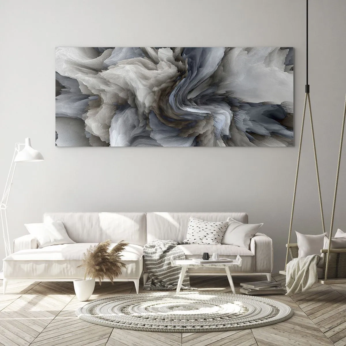 Impression sur verre - Image sur verre - Pierre et fleur - 90x30 cm