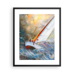 Affiche dans un cadre noir - Poster - Concourir sur les vagues - 40x50 cm