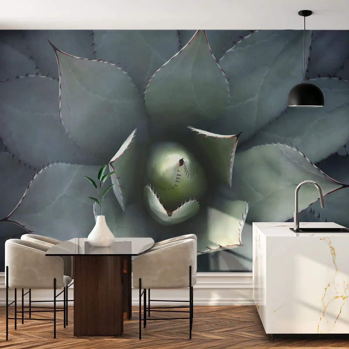 Papier Peint Photo Premium Sand - Wabi et observe - Fleur d'agave, Agave, Exotisme - 350x256 cm