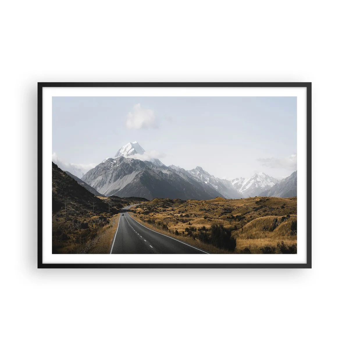 Affiche dans un cadre noir - Poster - Chemin vers le coeur de la montagne - 91x61 cm