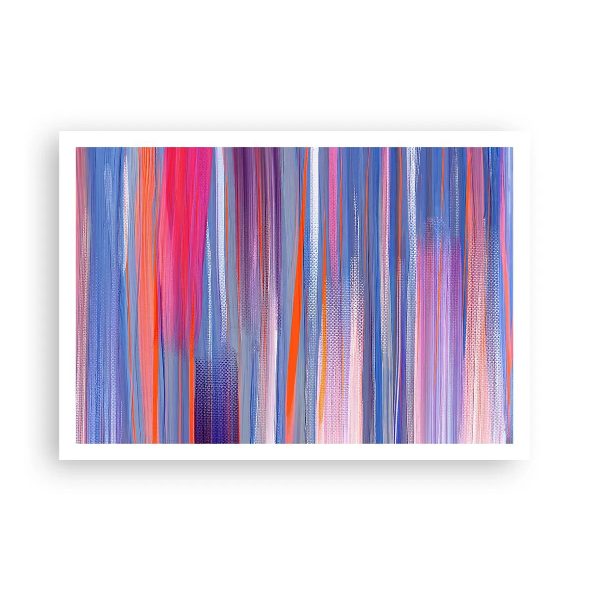 Affiche - Poster - Lignes verticales abstraites dans des tons de bleu et de rose - 100x70cm - Ascension - Décoration murale moderne pour le salon et la chambre ARTTOR