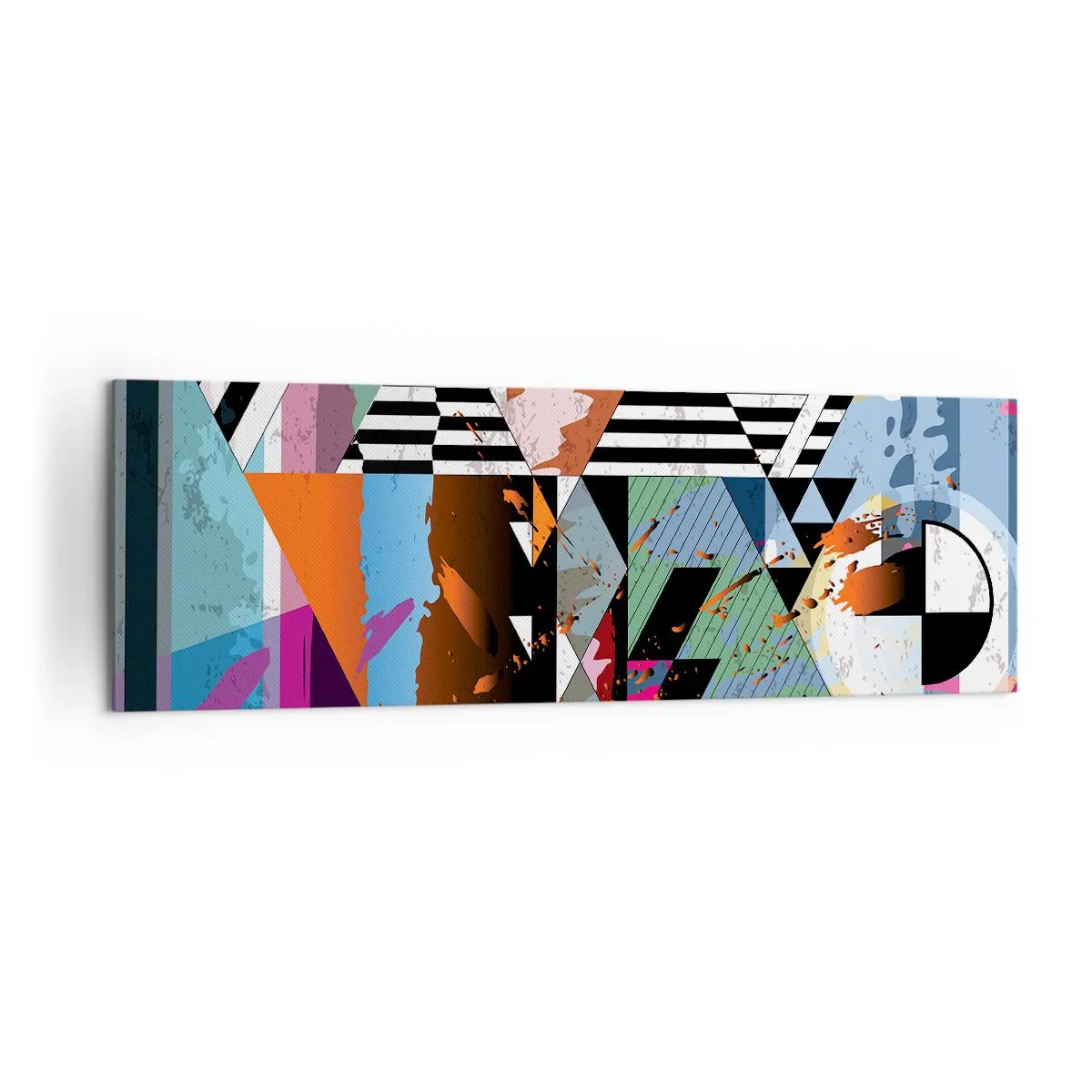 Impression sur toile - Image sur toile - Composition géométrique abstraite aux couleurs vives - 160x50cm - Géométrique et organique - Décoration murale moderne pour le salon et la chambre ARTTOR
