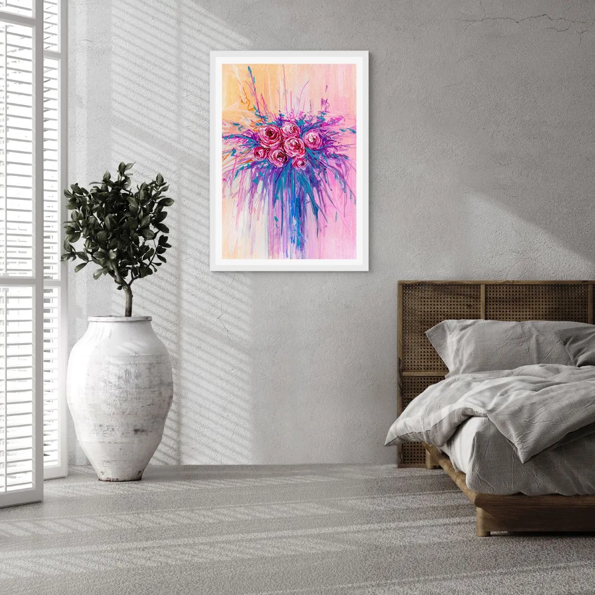 Affiche dans un cadre blanc - Poster - Fontaine aux roses - 50x70 cm