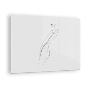 Impression sur verre - Image sur verre - Une ligne minimaliste représentant une silhouette féminine - 70x50cm - Juste une promesse - Décoration murale moderne pour le salon et la chambre ARTTOR