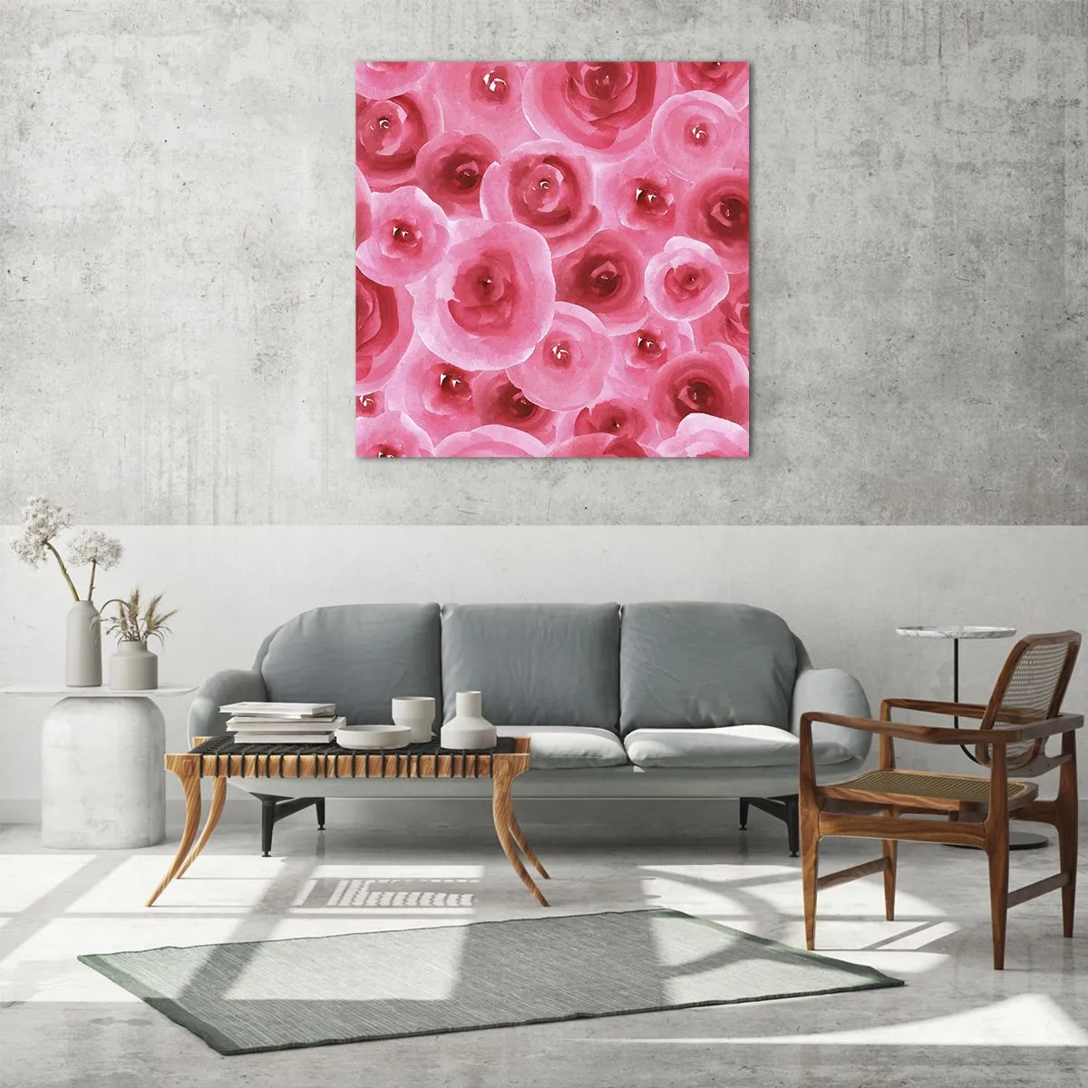 Impression sur verre - Image sur verre - Roses en-haut et en-bas - 50x50 cm