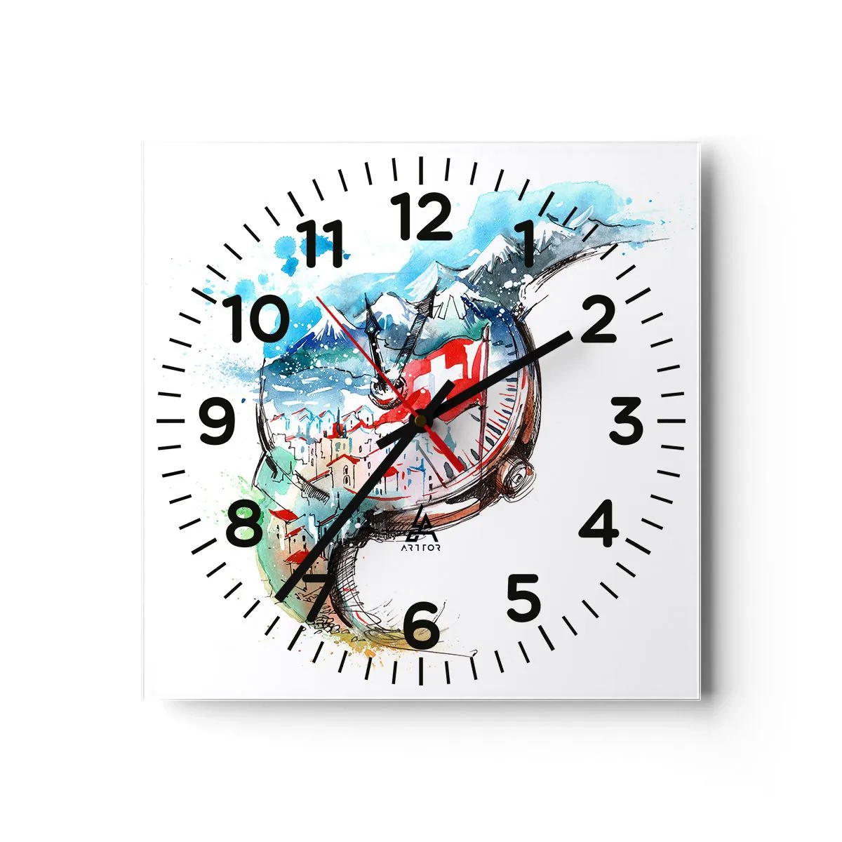 Horloge murale - Pendule murale - L'esprit de la Suisse - 40x40 cm