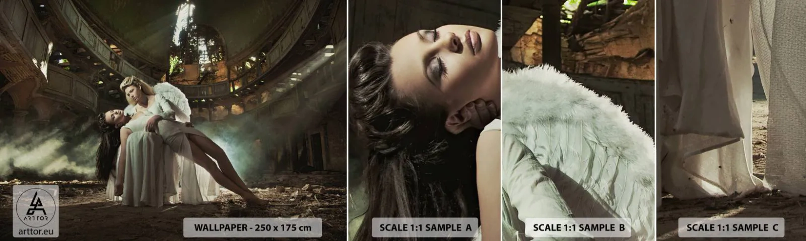 Échantillon de Papier Peint Autocollant Deluxe Sticker - L'esprit du théâtre ancien - Femme, Ange, Morceau - 100x30 cm