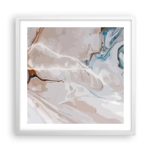 Affiche dans un cadre blanc - Poster - Le bleu serpente sous le blanc - 50x50 cm