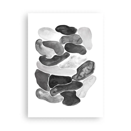 Affiche - Poster - Formes abstraites dans des tons de noir, gris et blanc - 50x70cm - Abstraction rocheuse - Décoration murale moderne pour le salon et la chambre ARTTOR