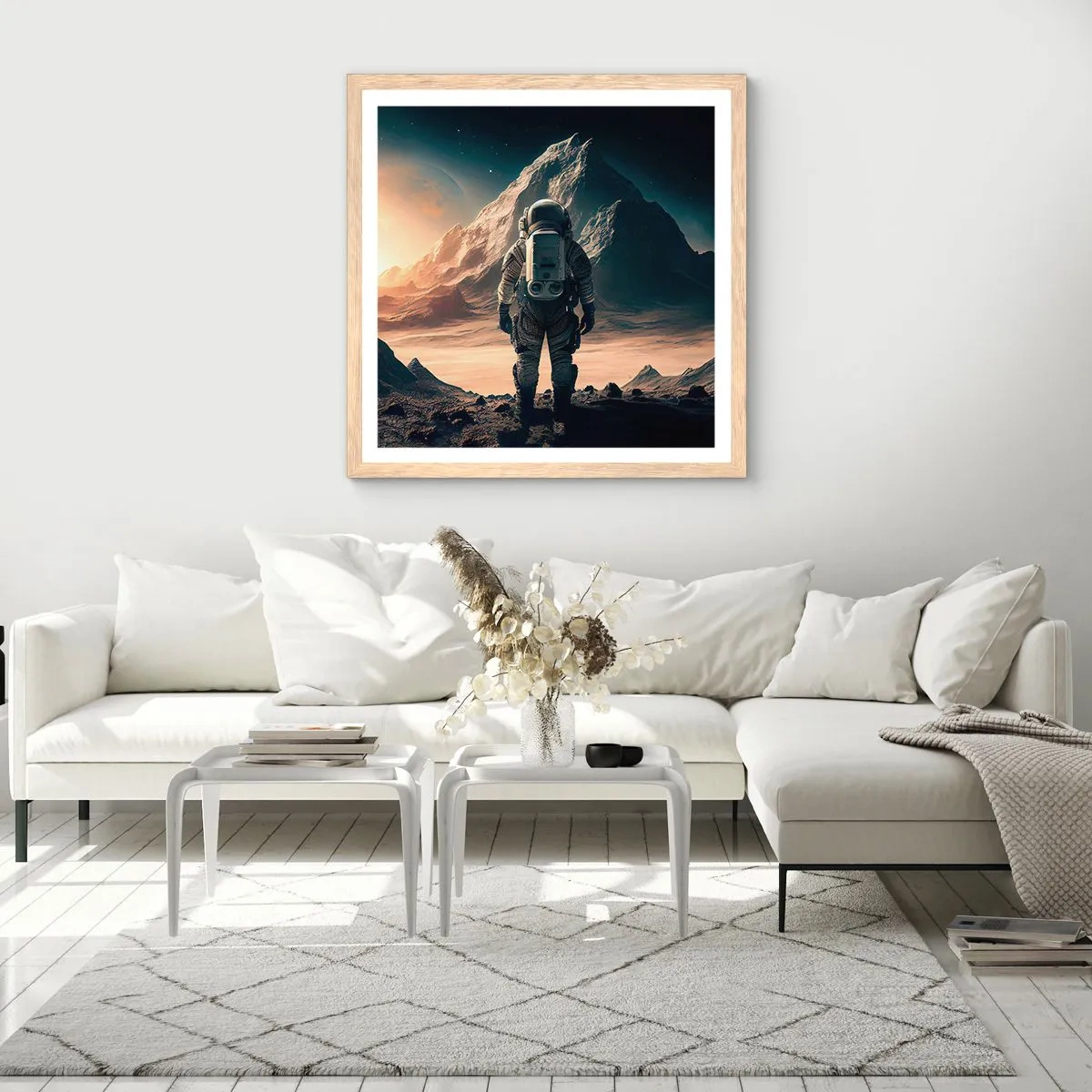 Affiche dans un chêne clair - Poster - Nouveau défi - 40x40 cm