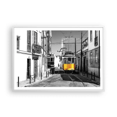 Affiche dans un cadre blanc - Poster - L'âme de Lisbonne - 100x70 cm