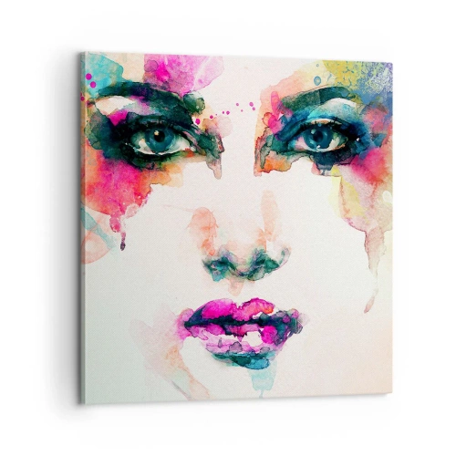 Impression sur toile - Image sur toile - Un portrait peint avec un arc-en-ciel - 60x60 cm