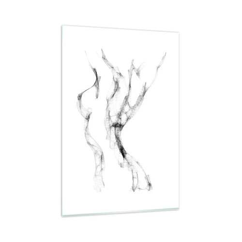 Impression sur verre - Image sur verre - Des lignes délicates et abstraites ressemblant à des traînées de fumée sur un fond clair - 80x120cm - Belle et forte - Décoration murale moderne pour le salon et la chambre ARTTOR