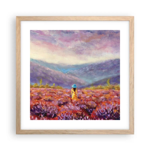 Affiche dans un chêne clair - Poster - Dans un monde lavande - 40x40 cm