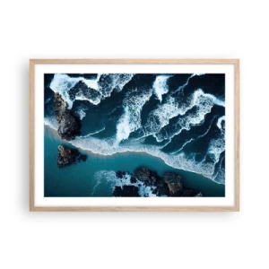 Affiche dans un chêne clair - Poster - Enveloppé par les vagues - 70x50 cm