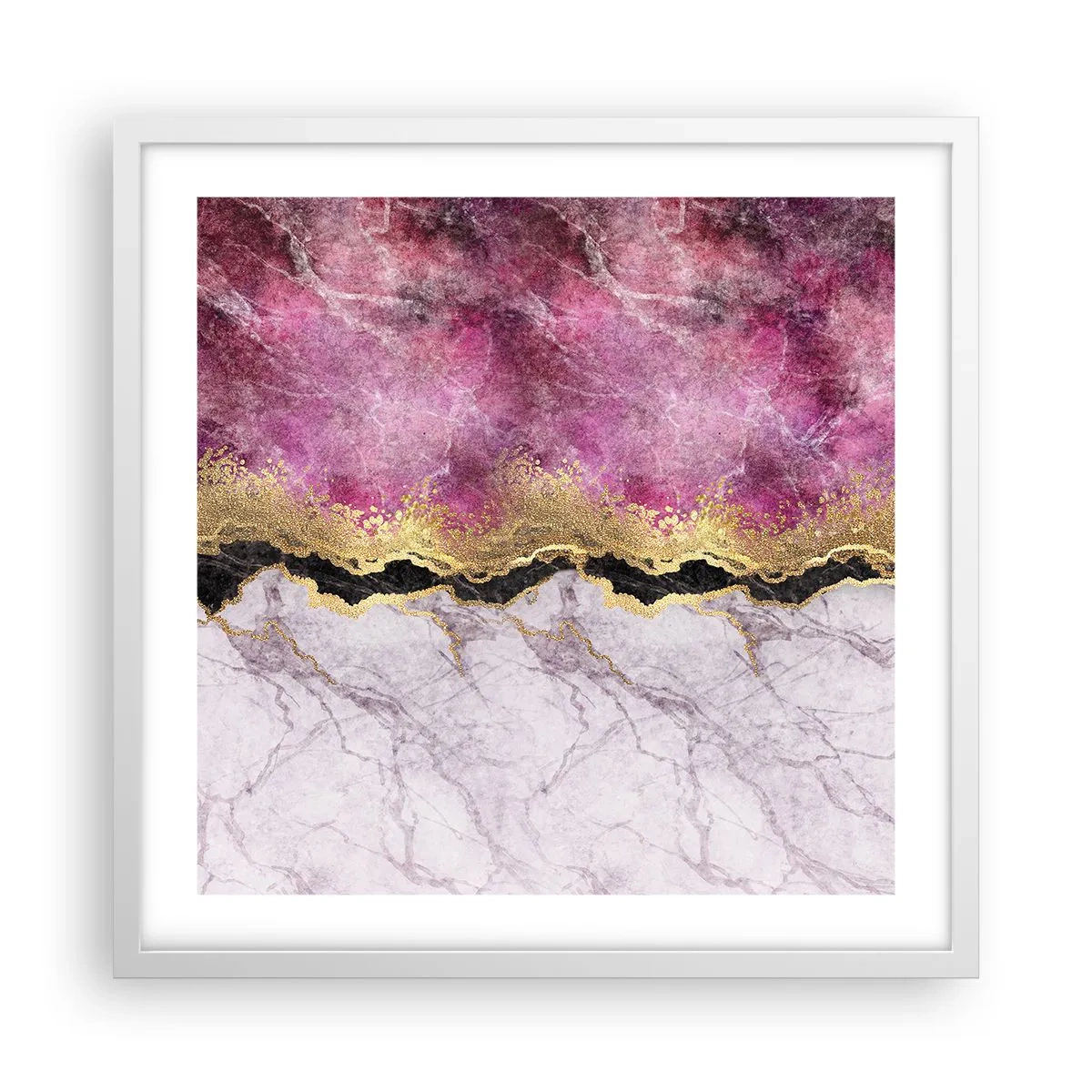 Affiche dans un cadre blanc - Poster - À la frontière - 50x50 cm