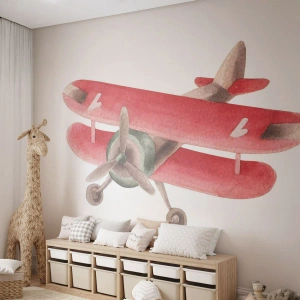 Papier Peint Autocollant Deluxe Sticker - Prêt pour les hauts vols - Avion, Enfants, Ancien - 350x256 cm