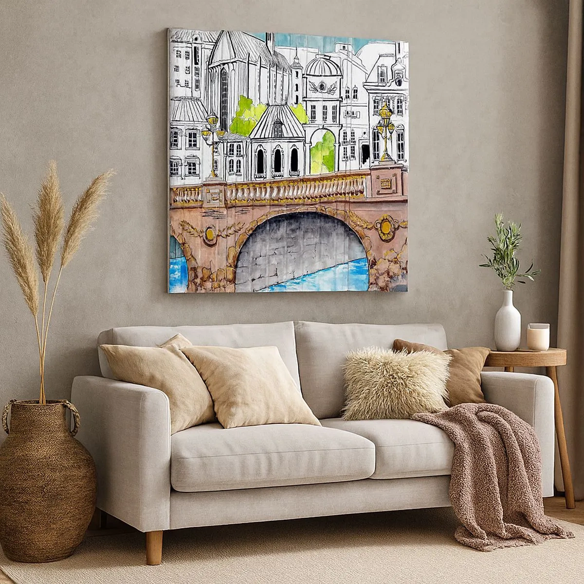 Impression sur toile - Image sur toile - Une ville comme peinte - 30x30 cm