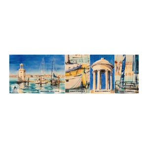 Échantillon De Papier Peint Standard Eco - Lagune ensoleillée - port, Paysage, Phare - 100x30 cm